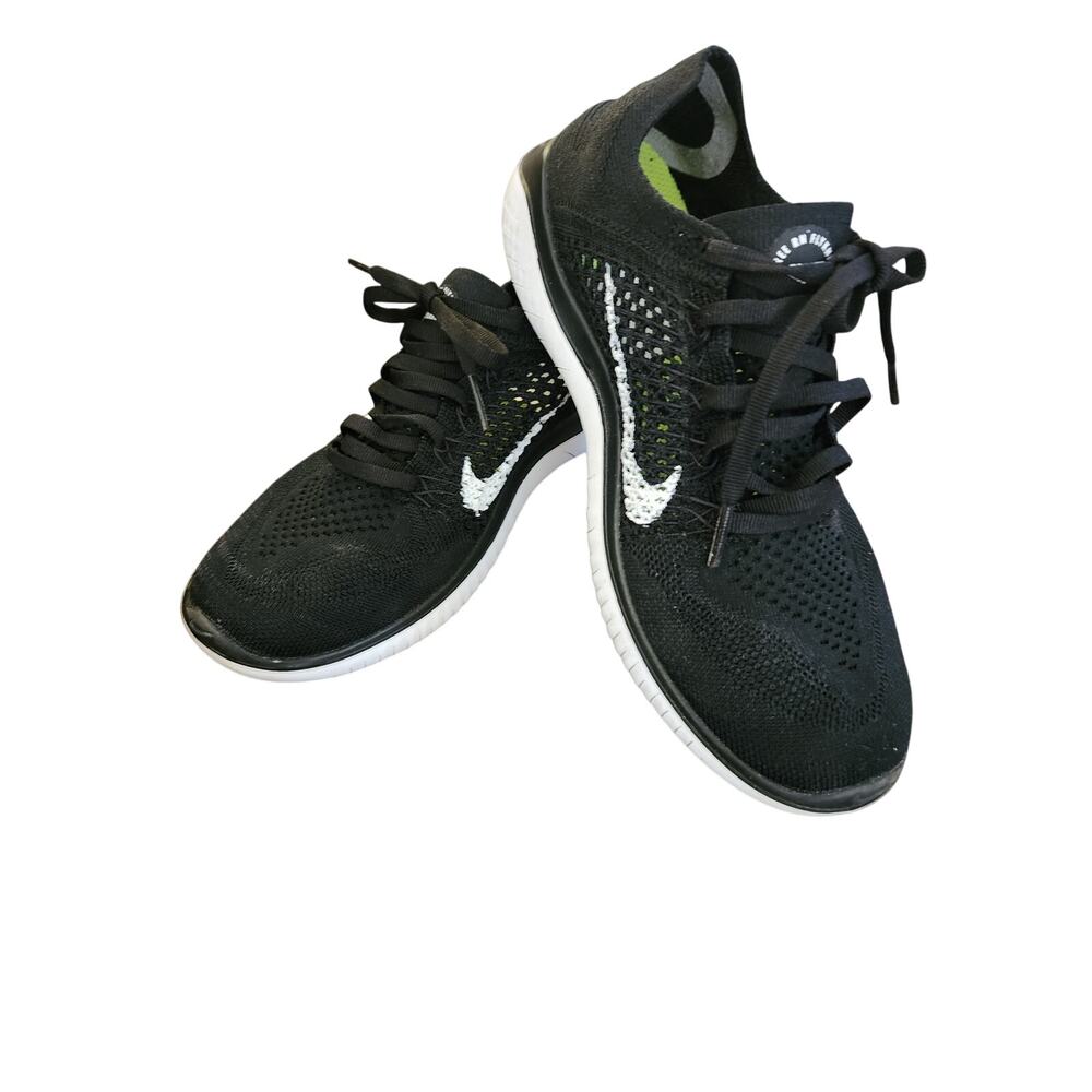 Nike Free RN Flyknit Black White Running Shoes Sneakers Women’s 6.5